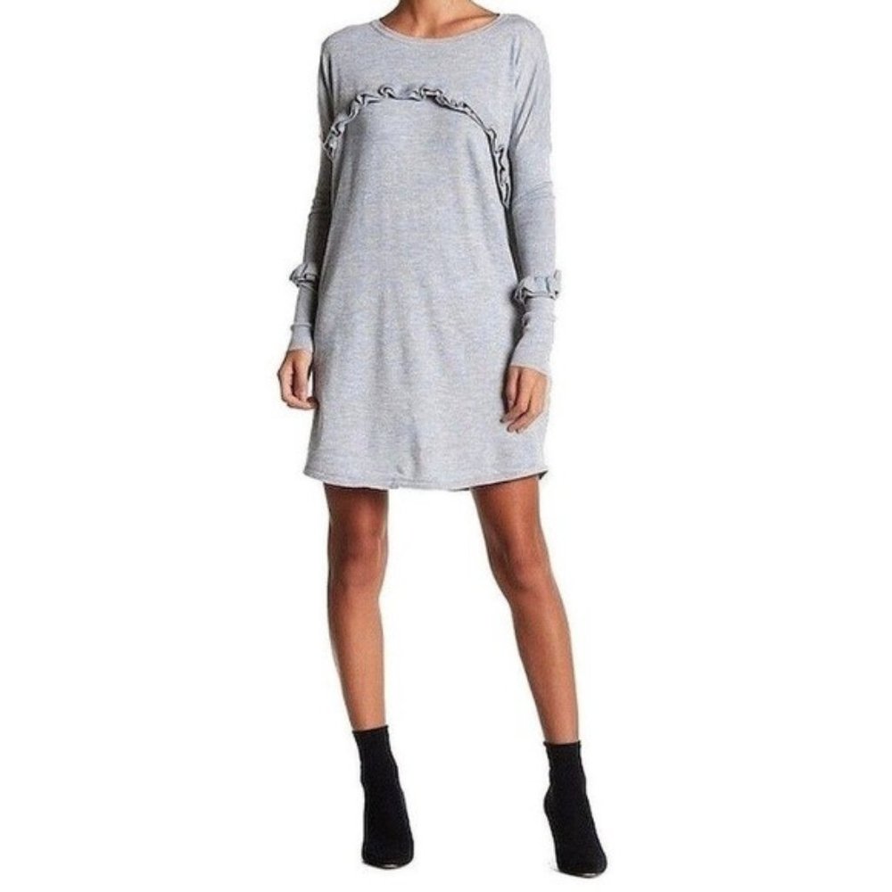 NEW Solutions‎ M Gray Ruffle Sweater Dress